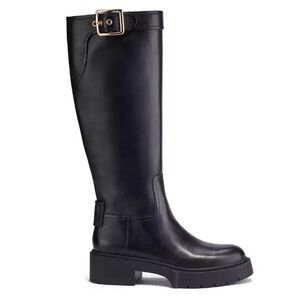 Coach Lilli Tall Buckle Boots Black Leather Riding Boots Size 11